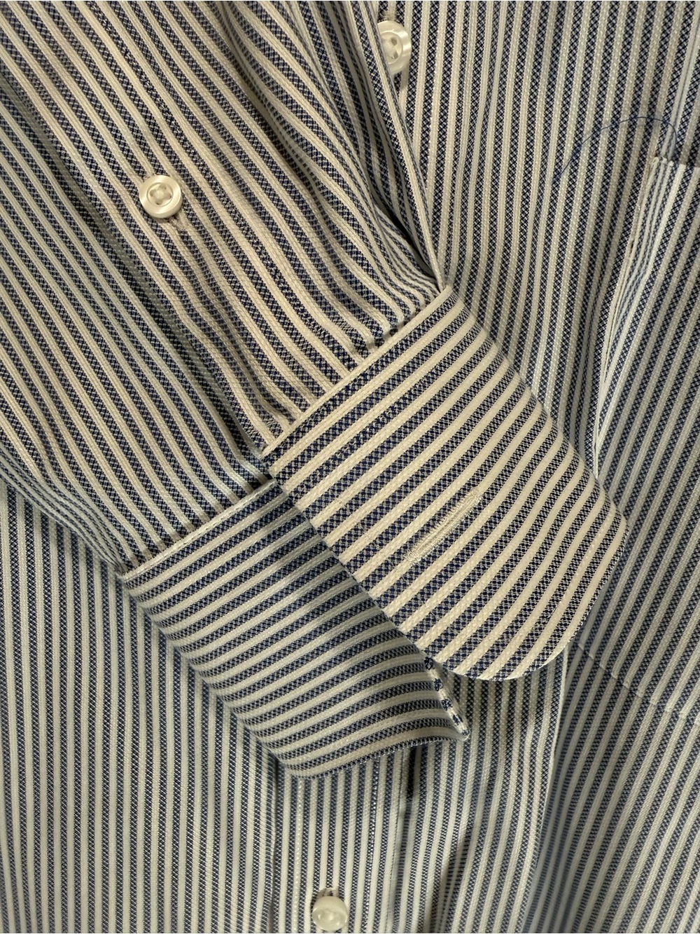 Cremieux Men’s 17/36 Classic Fit Blue White Stripe Supima brrr Stretch Shirt - Picture 6 of 6